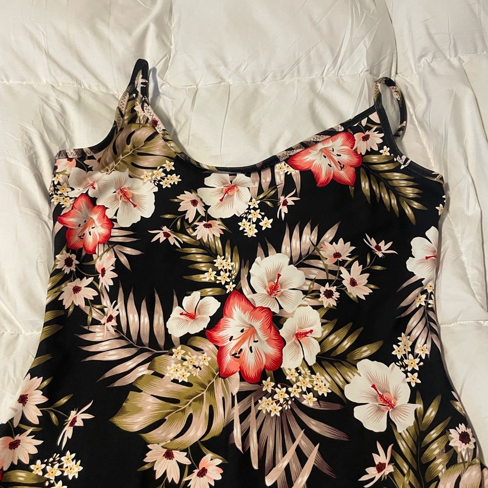 Bodysuit/Swim suit Floral Black Romper - Picture 2 of 5